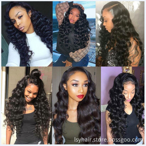 Lsy Brazilian Hair Wig 150% Density Loose Deep Wave 13x4 Lace Front wig Human Hair, Half Hand Tied Loose Wave Wig With Baby Hair
